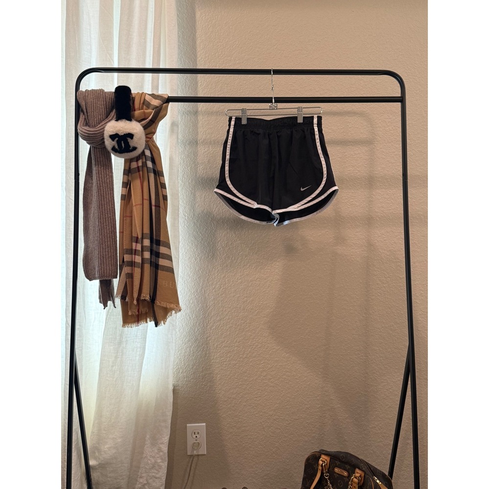 Nike Dri-FIT Tempo Running Shorts Black White Women Size L Athletic Gym